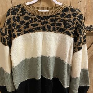 Womens block cheetah sweater
